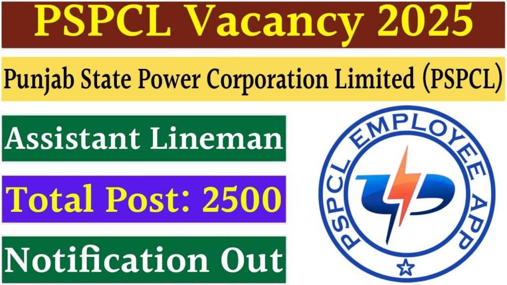 PSPCL Assistant Lineman Vacancy 2025 Ekjob.in