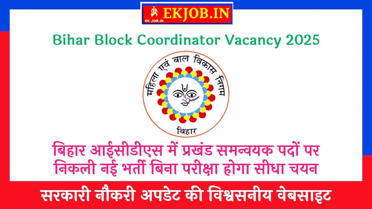 Bihar Block Coordinator Vacancy 2025