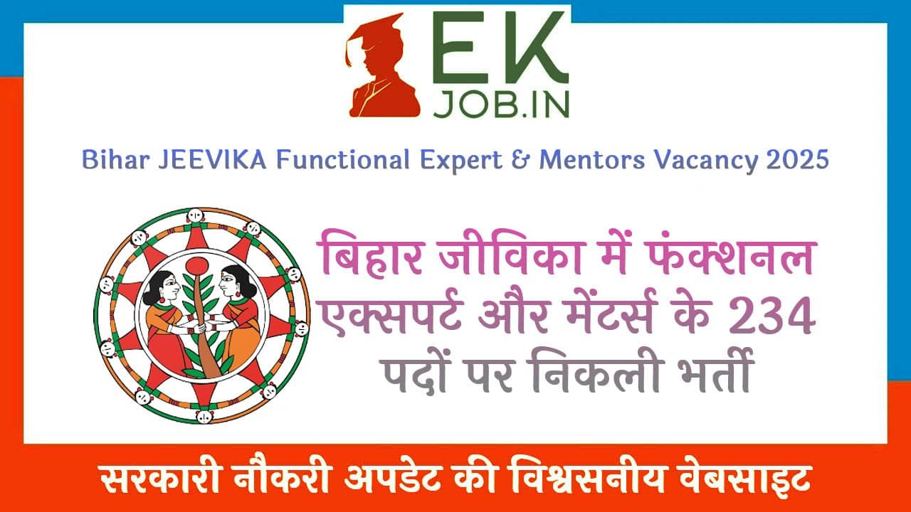 Bihar JEEVIKA Functional Expert And Mentors Vacancy 2025