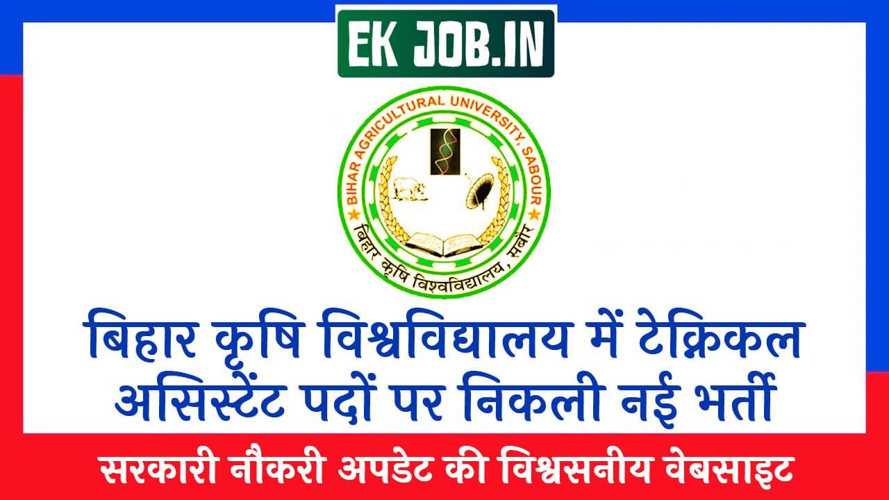 Bihar Agricultural University TA Vacancy 2025