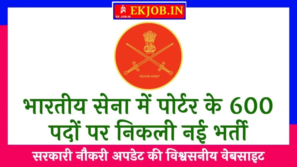 Indian Army Porter Recruitment 2025