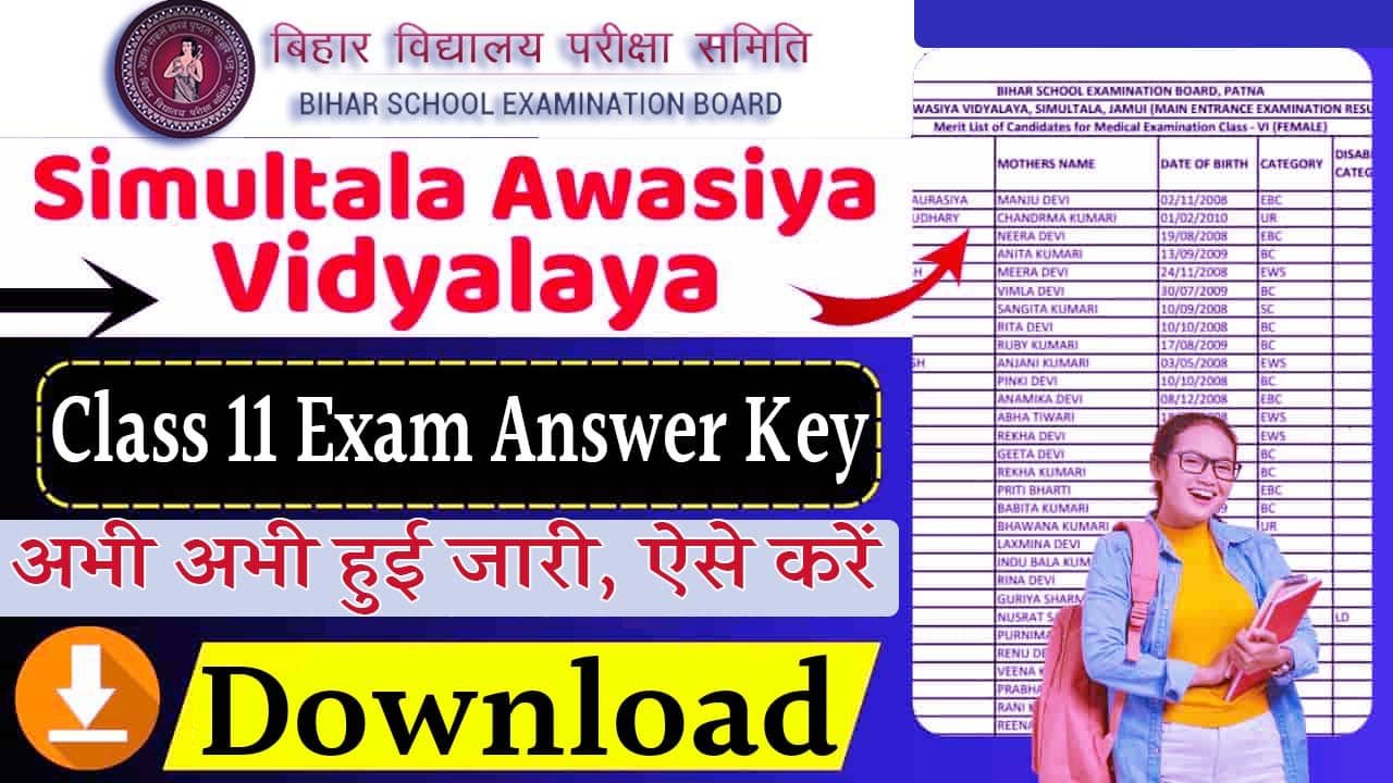 Simultala Awasiya Vidyalaya Class 11 Answer Key 2025