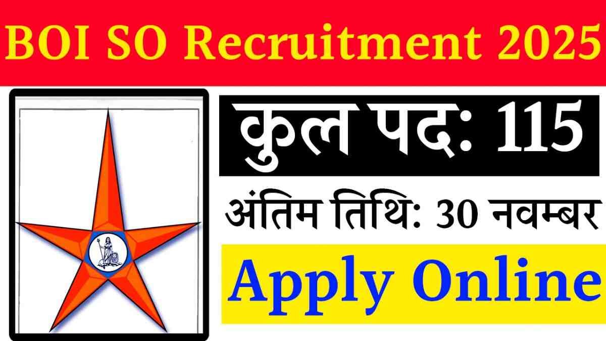Bank of India SO Recruitment 2025
