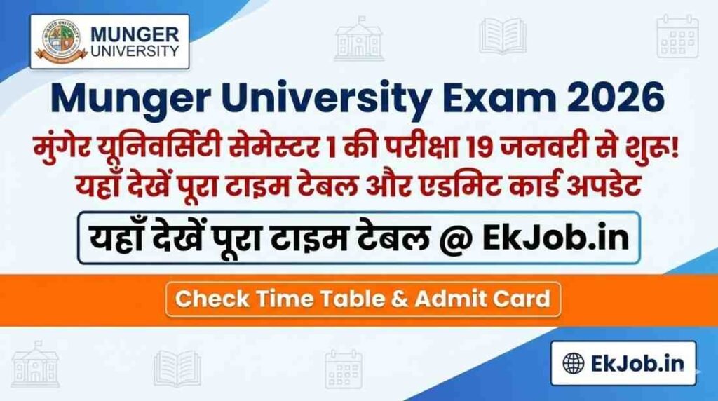 Munger University UG Semester 1 Exam Date 2026