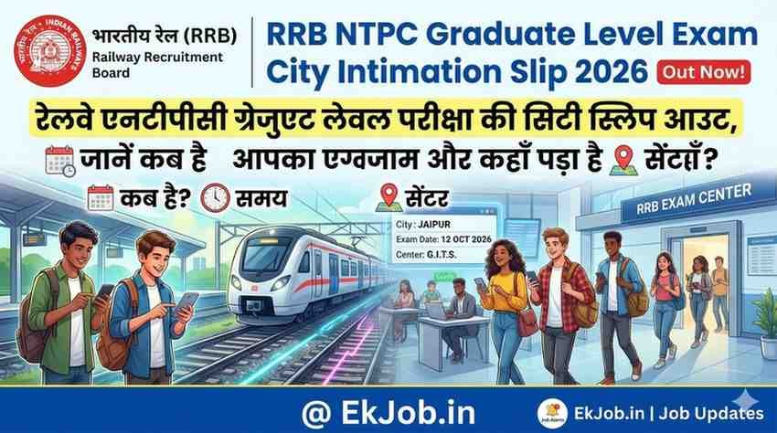 RRB NTPC Graduate Level Exam City Intimation Slip 2026