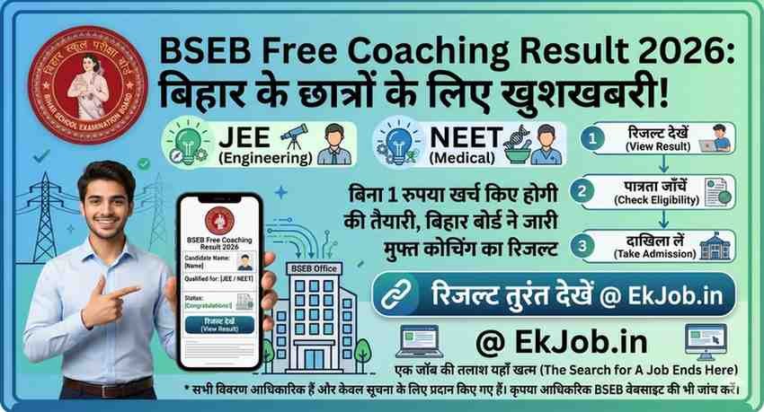 Bihar Board JEE NEET Free Coaching Result 2026