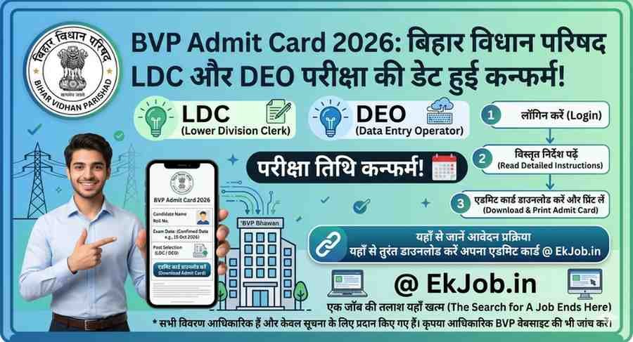 Bihar Vidhan Parishad LDC DEO Admit Card 2026