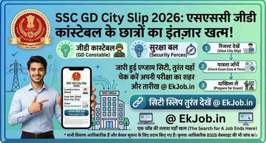 SSC GD Exam City Intimation Slip 2026