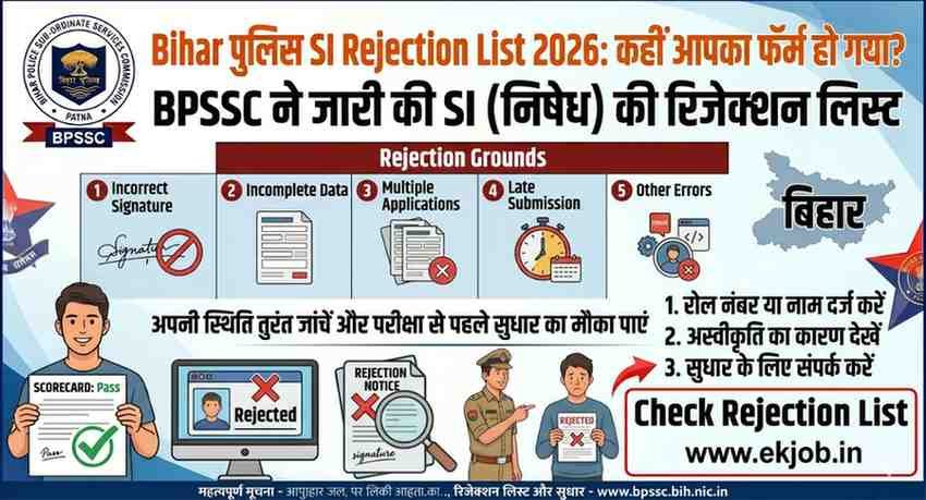 Bihar Police SI Rejection List 2026