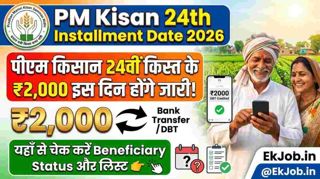 PM Kisan 24th Installment Date 2026 @ EkJob.in